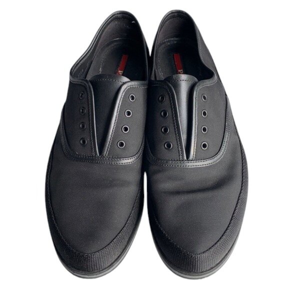 Prada Nylon Espadrille Slip-On Loafers Men’s 6.5 Black Designer Shoes 4E3114 - Picture 1 of 16